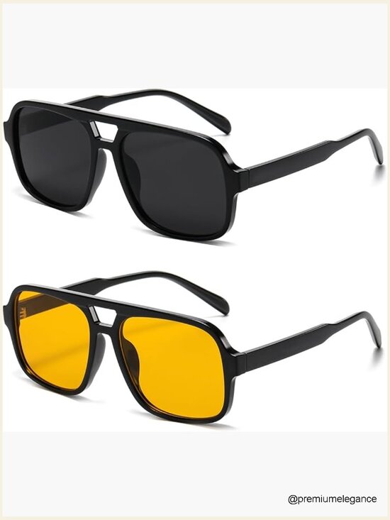 Retro Aviator Sunglasses Oversized Square UV400 Protection Vintage Classic main image 2